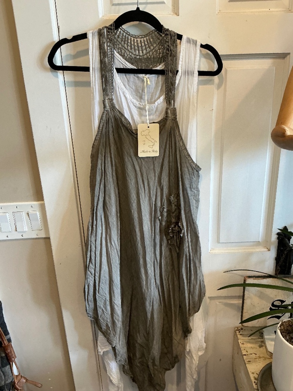 Brand new Italian linen two piece set! Dress and over top with lace!